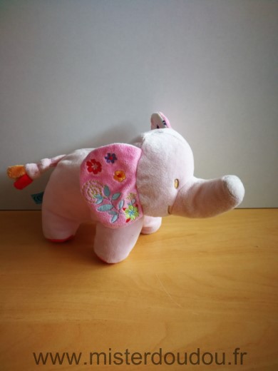 Bébérêve Eléphant Rose fleurs sur les oreilles - Très bon état