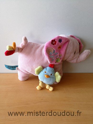 Bébérêve Eléphant Rose oiseau bleu - Très bon état