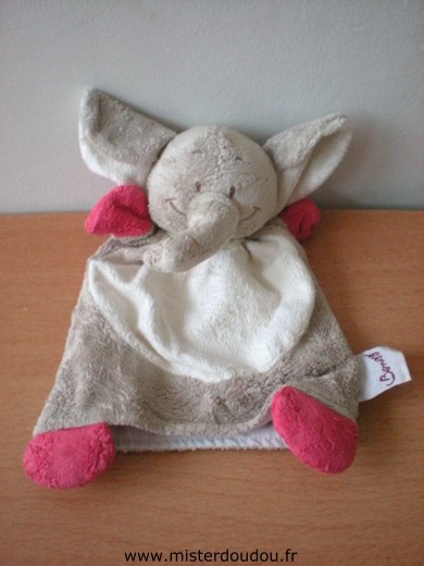 Bengy Eléphant Marron rouge ecru foulard vert - Très bon état