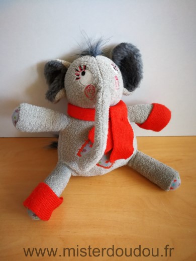Catimini Eléphant Gris echarpe rouge - Très bon état