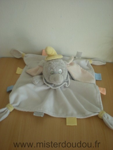 Disney Eléphant Dumbo gris carre blanc avec etiquettes - Très bon état