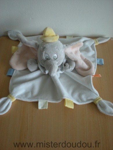 Disney Eléphant Dumbo gris carre blanc avec etiquettes - Très bon état