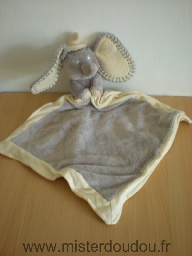 Eléphant Dumbo gris mouchoir gris liseret ecru Disney