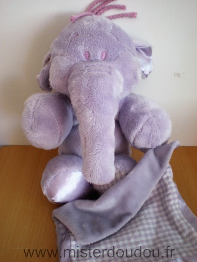 Disney Eléphant Efelan lumpy mouchoir mauve vichy mauve - Très bon état