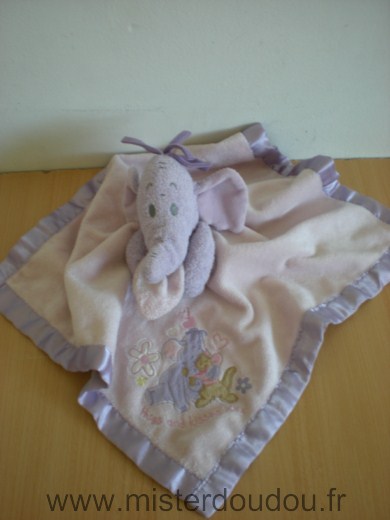 Disney Eléphant Efelant lumpy rose liseret mauve satin - Très bon état