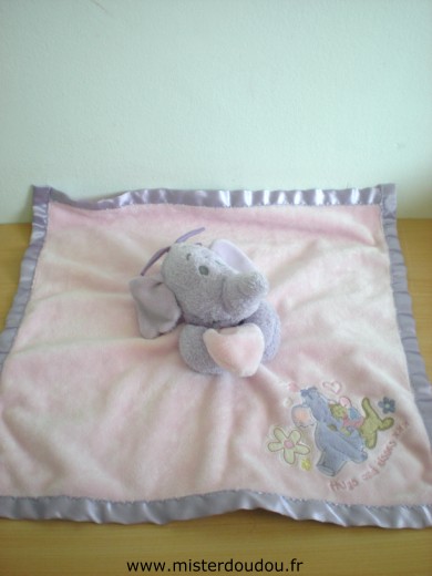 Disney Eléphant Efelant lumpy rose liseret mauve satin - Très bon état