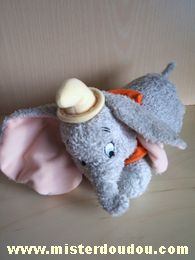 Eléphant Gris col orange chapeau jaune Disney