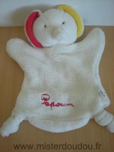 Eléphant Papoum blanc rouge jaune Fleurus presse