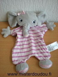 H et m Eléphant Gris, rayé rose mauve - Très bon état