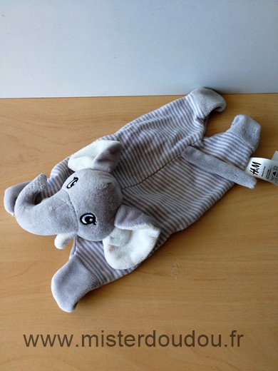 H et m Eléphant Gris rayures beige - Très bon état