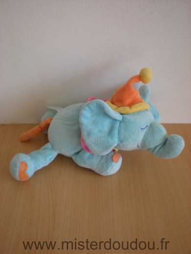 Eléphant Bleu clo rose bonnet orange Jollybaby