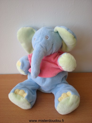 Kiabi baby Eléphant Bleu vert tshirt rose - Très bon état