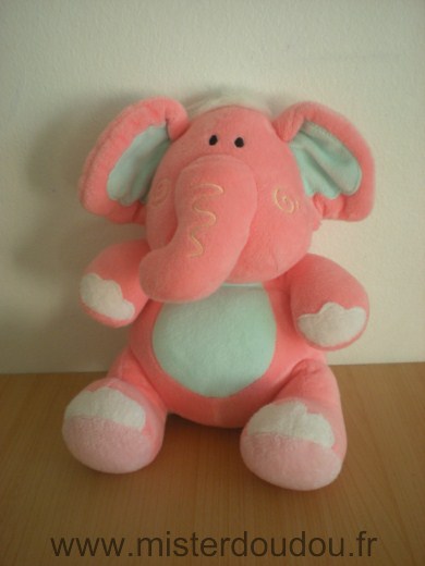 Mes amis calins Eléphant Rose vert bleu - Très bon état