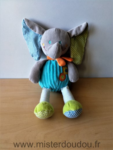 Mots d enfants Eléphant Bleu gris vert orange - Très bon état