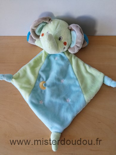 Nicotoy Eléphant Bleu vert etoiles - Très bon état