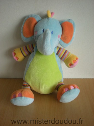 Nicotoy Eléphant Bleu vert orange - Très bon état