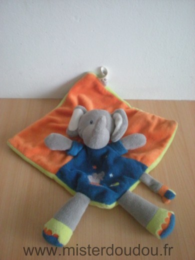 Nicotoy Eléphant Orange bleu gris dessous vert - Très bon état