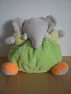 Nounours Eléphant Vert orange jaune - Très bon état
