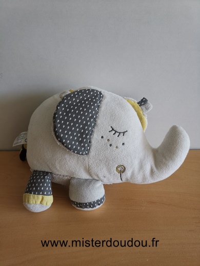 Sauthon Eléphant Blanc gris jaune - Très bon état