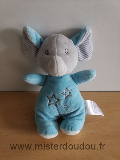 Tom et kiddy Eléphant Bleu gris etoiles - Très bon état
