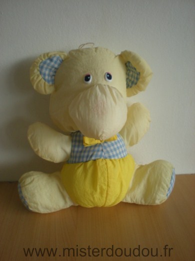 Marque Inconnue Eléphant Jaune bleu vichy style puffalump - Bon état