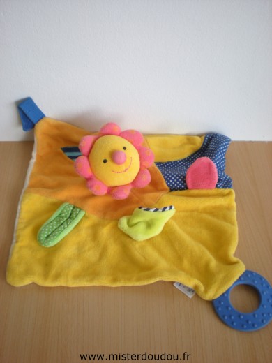 Fleur Jaune multicolore avec attache tétine et anneau dentaire Baby sun