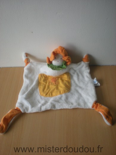 Weleda Fleur Tissus en coton blanc orange vert - Très bon état
