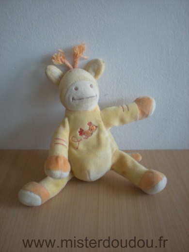 Amtoys Girafe Jaune oiseau brodé - Bon état