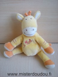 Amtoys Girafe Jaune orange oiseau brodé - Très bon état