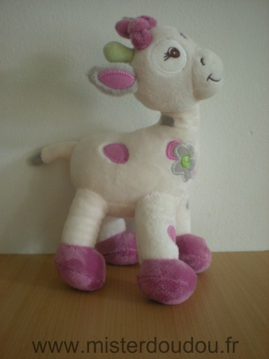 Arthur et lola Girafe Lola blanc rose fleurs - Très bon état