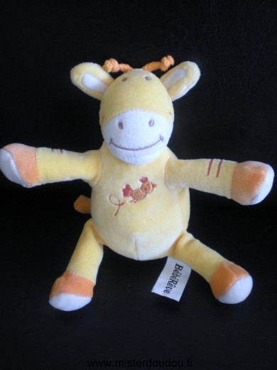 Bébérêve Girafe Jaune orange avec oiseau brodé - Très bon état