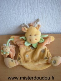 Girafe Orange jaune col vert avec bebe Doudou et compagnie