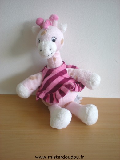 H et m Girafe Rose robe rayée rose mauve - Très bon état