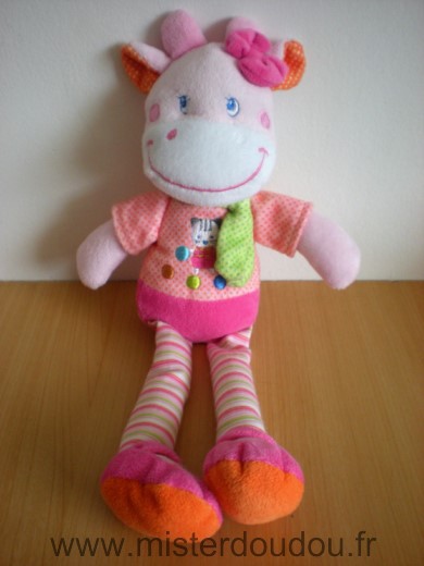 Mots d enfants Girafe Rose echarpe verte jambes rayees motif chat - Très bon état
