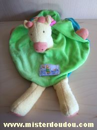 Moulin roty Girafe Vert jaune orange fleur rose - Très bon état