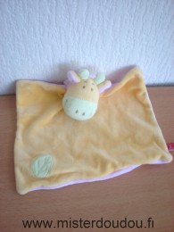 Tex Girafe Jaune feuille verte dessus rose dessous foulard rose - Très bon état