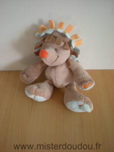 Nattou Hérisson Beige marron bleu nez orange - Très bon état