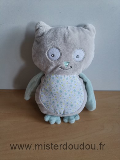 Arthur et lola Hibou Chouette gris vert etoiles - Très bon état