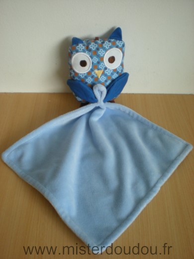 Pommette Hibou Chouette bleu mouchoir bleu - Très bon état