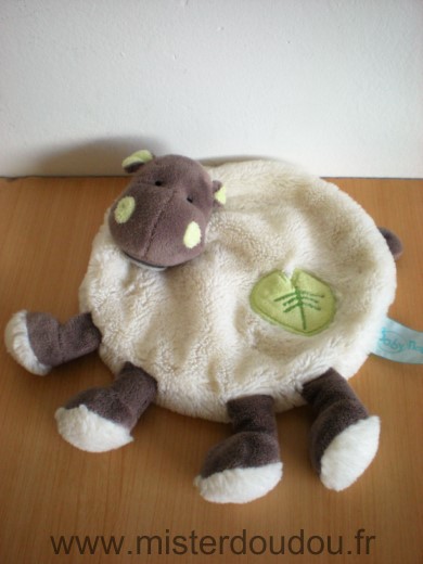Baby nat Hippopotame Ecru marron feuille verte - Très bon état