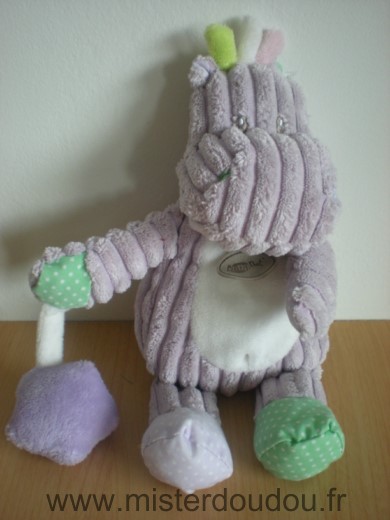 Baby nat Hippopotame Mauve blanc - Très bon état