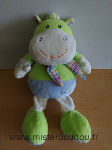 Baby sun Hippopotame Vert bleu echarpe rayee - Très bon état