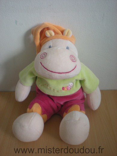 Hippopotame Rose vert bonnet orange Kiabi baby