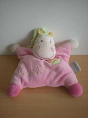 Nattou Hippopotame Rose motif papillon - Très bon état