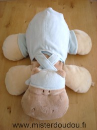 Noukie s Hippopotame Beige salopette bleue avec un palimer brodé - Très bon état