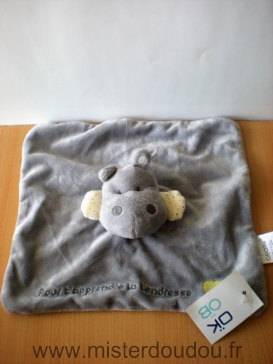 Obaibi okaidi Hippopotame Gris tissus blanc dessous petits points - Neuf