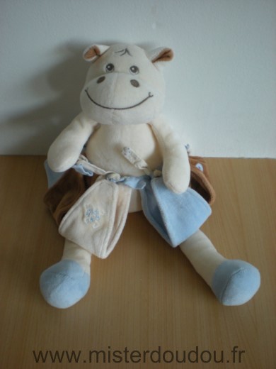 Takinou Hippopotame Ecru jupe à franges bleu marron beige - Très bon état