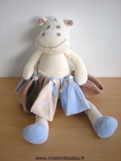 Takinou Hippopotame Ecru jupe à franges bleu marron beige - Très bon état