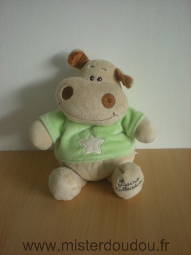 Tiamo Hippopotame Beige tshirt vert etoile blanche - Très bon état