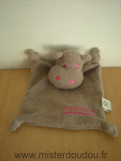 Topicrem Hippopotame Marron broderie rose topicrem - Très bon état